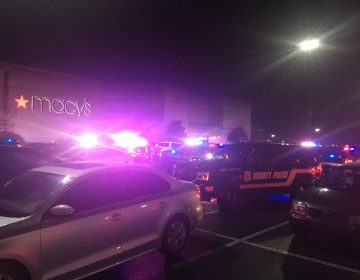 Police responding to reports of shots fired at Christiana Mall in Delaware on Friday evening, December 21 2018 (John Jankowski for WHYY)