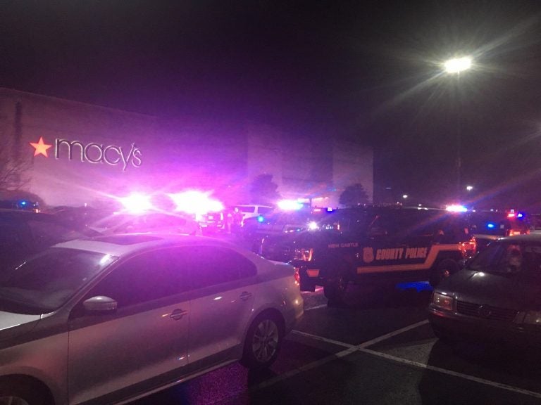 Police responding to reports of shots fired at Christiana Mall in Delaware on Friday evening, December 21 2018 (John Jankowski for WHYY)