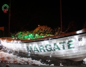 This Margate lifeboat is decorated for the holidays. (Bill Barlow/for WHYY)