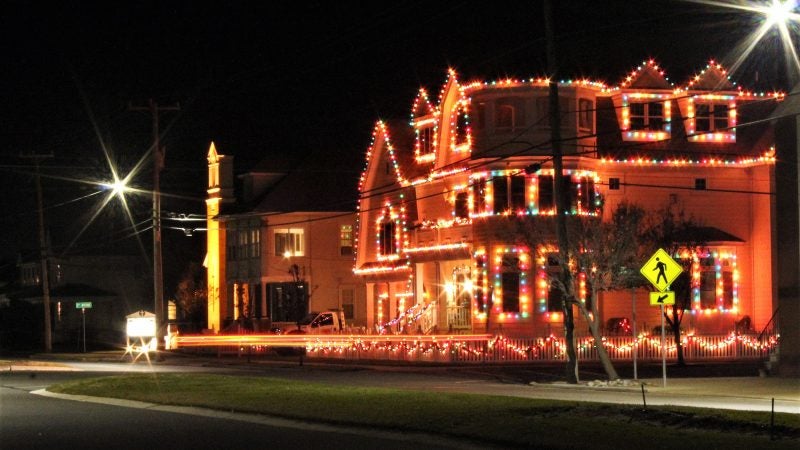 Brightly lit home in North Wildwood, N.J. (Bill Barlow/for WHYY)