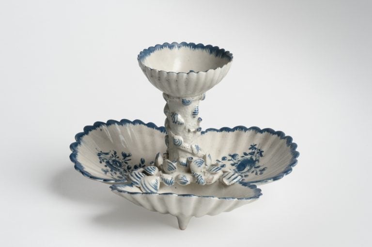 A 1770s pickle stand created by Philadelphia’s Bonnin and Morris, the first American porcelain factory is currently on display at the Museum of the American Revolution through December 2018, on loan from the Philadelphia Museum of Art.