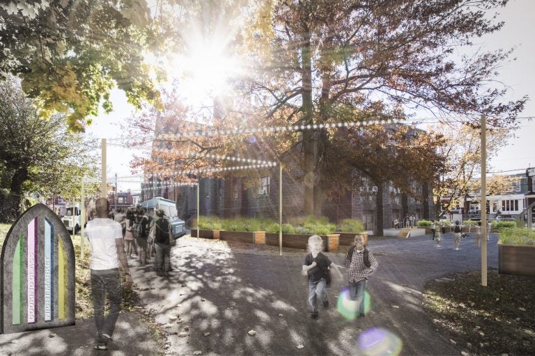 Wharton-Wesley United Methodist Church in Cobbs Creek reimagined a parking lot as green space (Wharton-Wesley United Methodist Church/Community Design Collaborative)