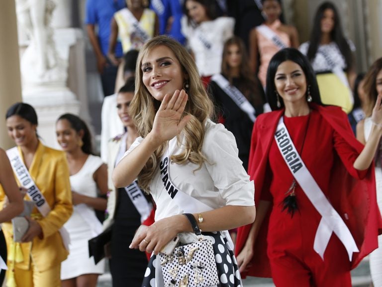 Angela Ponce, Miss Spain (center), is the first transgender contestant to compete for Miss Universe.