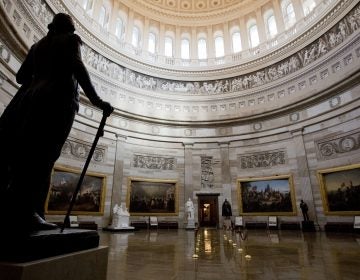 The U.S. Capitol Rotunda stands empty on Monday, a result of the partial government shutdown. The shutdown has affected the administration of the Violence Against Women Act, which expired Friday at midnight.
(Manuel Balce Ceneta/AP)