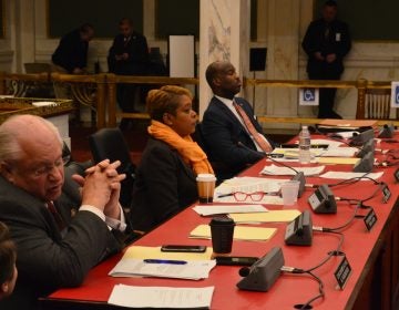 Members of Philadelphia City Council listen to testimony at hearing of the Health and Human Services Committee. (Tom MacDonald/WHYY)