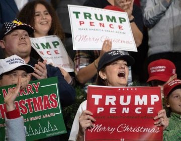 Supporters cheer as President Trump speaks during a rally in Mississippi in November.
(Jim Watson/AFP/Getty Images)