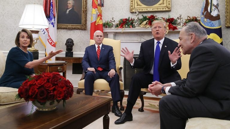 With a partial government shutdown on the horizon, President Trump and Democratic leaders had a heated exchange over border security and wall funding in front of reporters. (Mark Wilson/Getty Images)