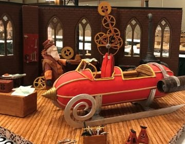 For this year's grand prize winner, the judges were impressed by the intricate, working gingerbread gears of the clock inside Santa's workshop. (Kristen Hartke/NPR)