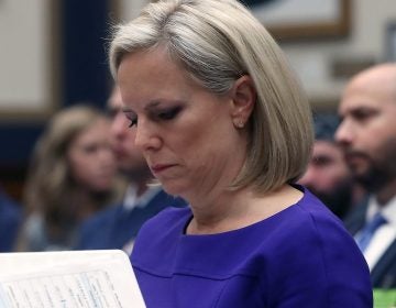 Homeland Security Secretary Kirstjen Nielsen looks at her papers while testifying before members of the House Judiciary Committee on Thursday in Washington, D.C. (Mark Wilson/Getty Images)