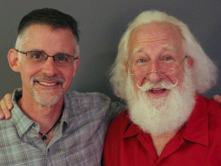 Adam Roseman, 52, and Rick Rosenthal, 66, pose after their StoryCorps interview in Atlanta. (Brenda Ford/StoryCorps)