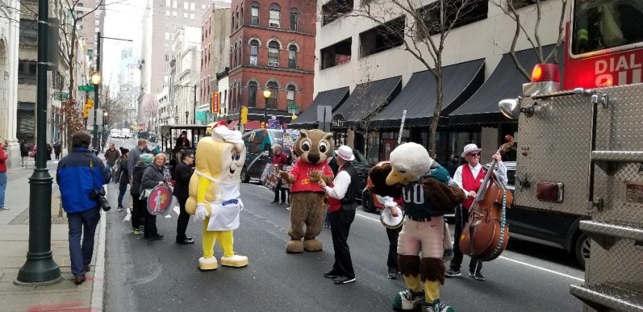 More food mascots from the parade
(Tom MacDonald/WHYY)