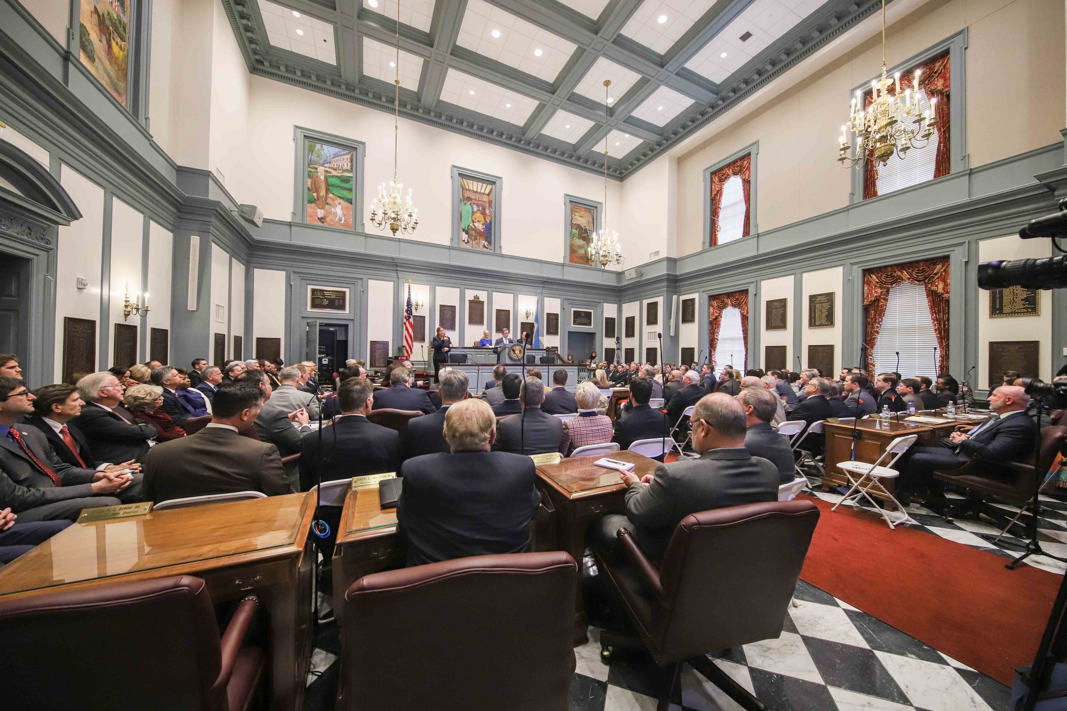 Delaware legislators gather at Legislative Hall in Dover for Gov. John Carney's third State of the State address.