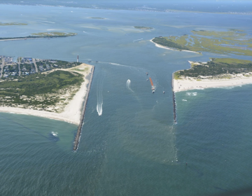 An aerial view of the Barnegat Inlet. (Photo: Civil Air Patrol courtesy of the U.S. Army Corps of Engineers)