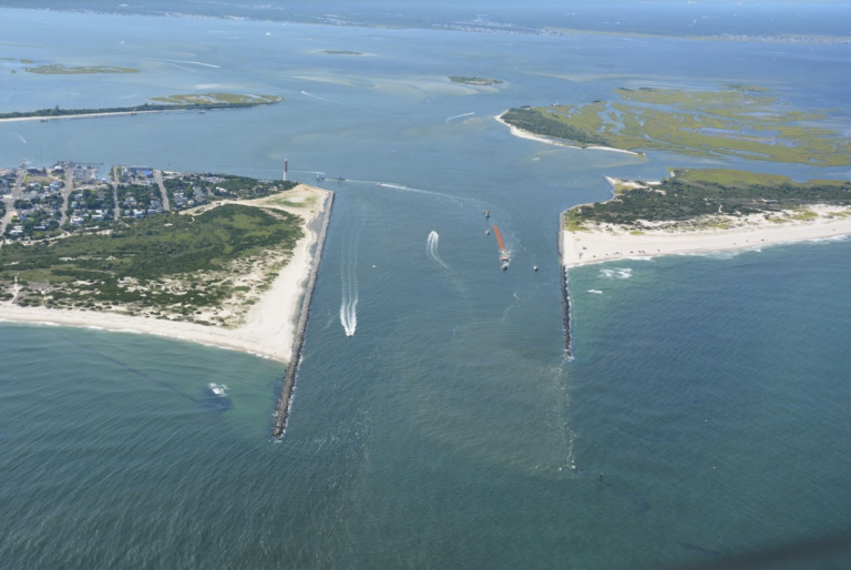 An aerial view of the Barnegat Inlet. (Photo: Civil Air Patrol courtesy of the U.S. Army Corps of Engineers)