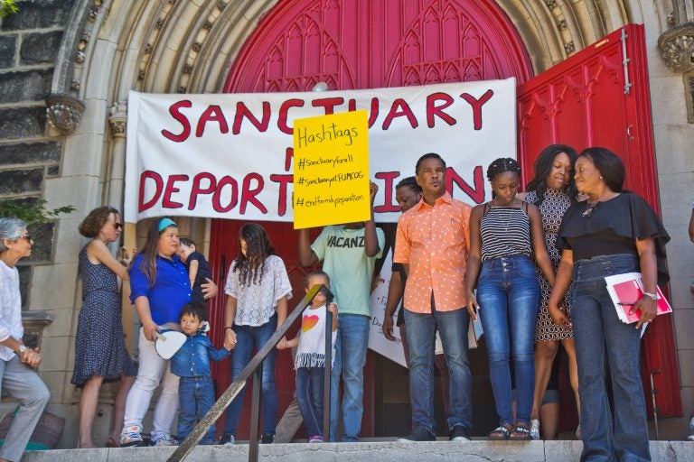The Thompson and Reyes families took sanctuary at the First United Methodist Church of Germantown in September 2018. (Kimberly Paynter/WHYY)