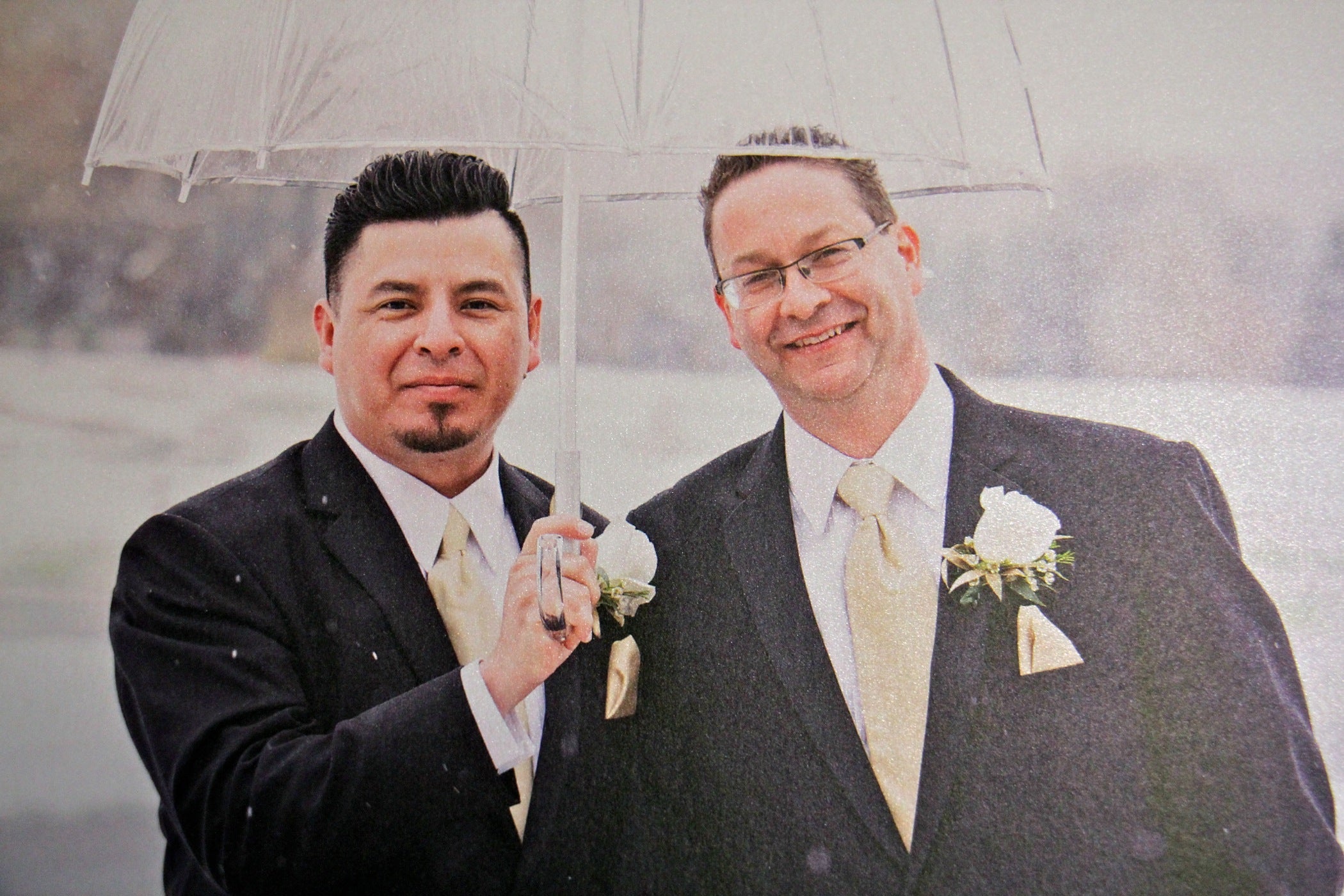 Paul Frame (left) and Jose "Ivan" Nuñez Martinez are shown in a photo taken on their wedding day.