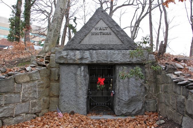 Walt Whitman's burial site in Harleigh Cemetery on the outskirts of Camden. (Emma Lee/WHYY)