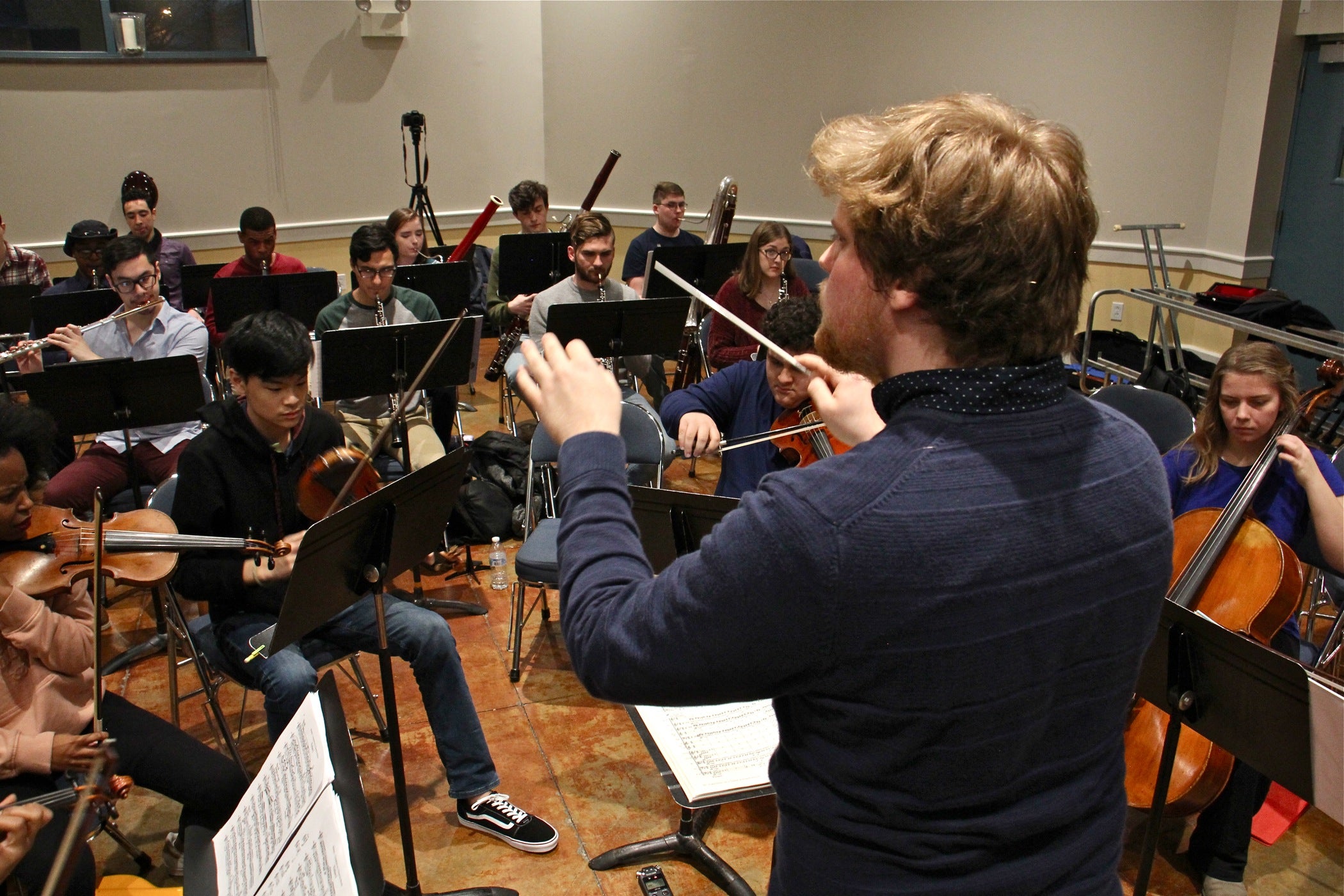 The 40-piece Center City Chamber Orchestra rehearses at Settlement Music School.