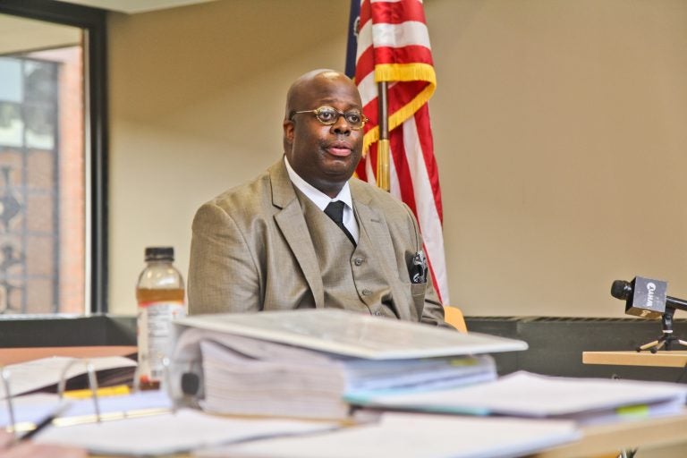 Chad Lassiter, the Pennsylvania Human Relations Commission executive director, testifies at a public hearing in Bucks County about the Neshaminy School District mascot in January 2019. (Kimberly Paynter)