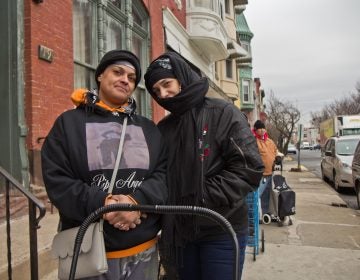 Andrea Martinez (left) and Janelle Rosado are food stamp recipients. They live in Reading, Pa., where 44 percent of households receive SNAP benefits.  (Kimberly Paynter/WHYY)