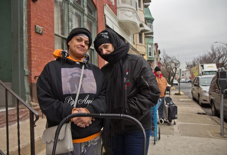 Andrea Martinez (left) and Janelle Rosado are food stamp recipients. They live in Reading, Pa., where 44 percent of households receive SNAP benefits.  (Kimberly Paynter/WHYY)