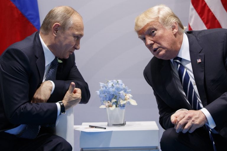 U.S. President Donald Trump meets with Russian President Vladimir Putin at the G-20 Summit, Friday, July 7, 2017, in Hamburg.  (AP Photo/Evan Vucci)