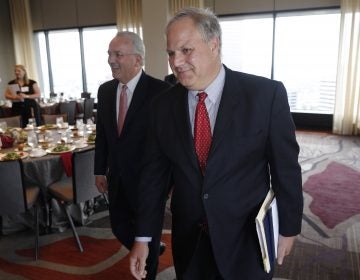 U.S. Deputy Secretary of the Interior David Bernhardt, foreground, and Jack Gerard, American Petroleum Institute president and chief executive officer, head up to speak during the annual state of Colorado energy luncheon sponsored by the Colorado Petroleum council Thursday, July 26, 2018, in Denver. (David Zalubowski/AP Photo)