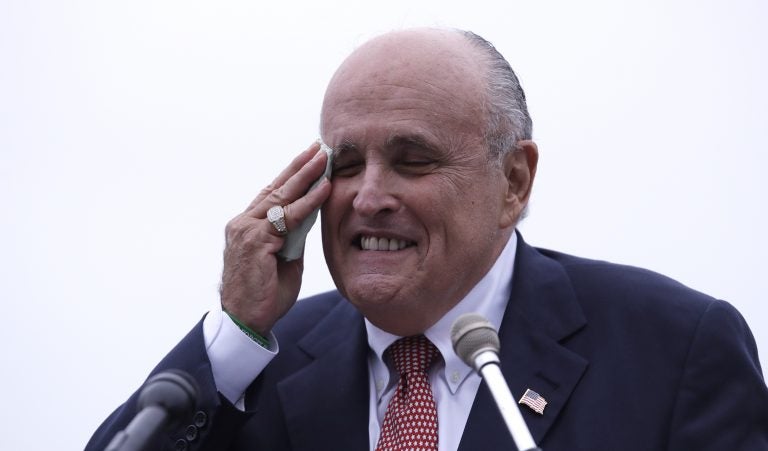 Rudy Giuliani, an attorney for President Trump, in Portsmouth, N.H., Wednesday, Aug. 1, 2018. (AP Photo/Charles Krupa)