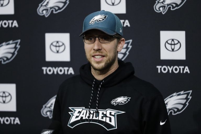 Philadelphia Eagles' Nick Foles speaks with members of the media during a news conference at the team's NFL football training facility in Philadelphia, Wednesday, Jan. 2, 2019. (Matt Rourke/AP Photo)