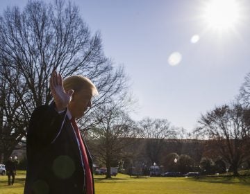 President Donald Trump waves as he departs after speaking on the South Lawn of the White House (AP Photo/Alex Brandon)
