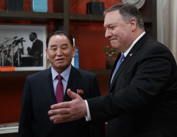 Secretary of State Mike Pompeo, right, and Kim Yong Chol, a North Korean senior ruling party official and former intelligence chief, walk from a photo opportunity at the The Dupont Circle Hotel in Washington, Friday, Jan. 18, 2019. (Carolyn Kaster/AP Photo)