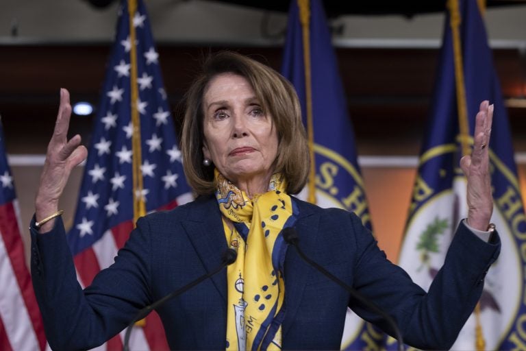 Speaker of the House Nancy Pelosi, D-Calif., talks to reporters a day after officially postponing President Donald Trump's State of the Union address until the government is fully reopened, at the Capitol in Washington, Thursday, Jan. 24, 2019.  (J. Scott Applewhite/AP Photo/)