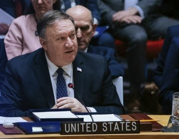 U.S. Secretary of State Mike Pompeo speaks at the United Nations Security Council at the U.N Headquarters on Saturday, Jan. 26, 2019.  Pompeo encouraged the council to recognize Juan Guaido as the constitutional interim President of Venezuela. (Kevin Hagen/AP Photo)