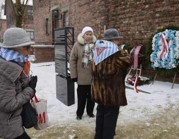 Former prisoners and their guests arrive for the ceremony marking the 74th anniversary of the liberation of KL Auschwitz-Birkenau, in Oswiecim, Poland, Sunday, Jan. 27, 2019.(AP Photo/Czarek Sokolowski)