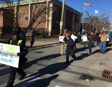 Wilmington residents called for justice and peace in the 7th annual MLK Day Peace March. (Mark Eichmann/WHYY)
