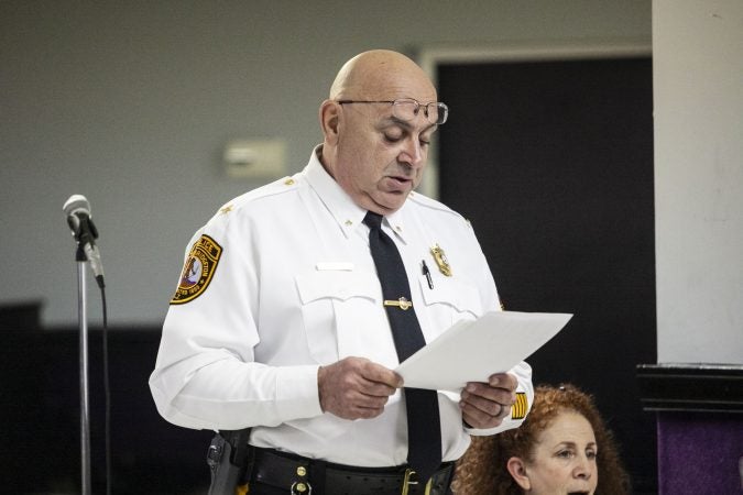 Bridgeton Police Chief Michael Gaimari offers remarks about police use of force during a community listening session in Bridgeton, N.J., Jan. 23, 2019. (Miguel Martinez for WHYY)