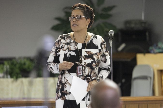 Cumberland County Prosecutor Jennifer Webb-McRae offers opening remarks during a community listening session in Bridgeton, N.J., Jan. 23, 2019. (Miguel Martinez for WHYY)
