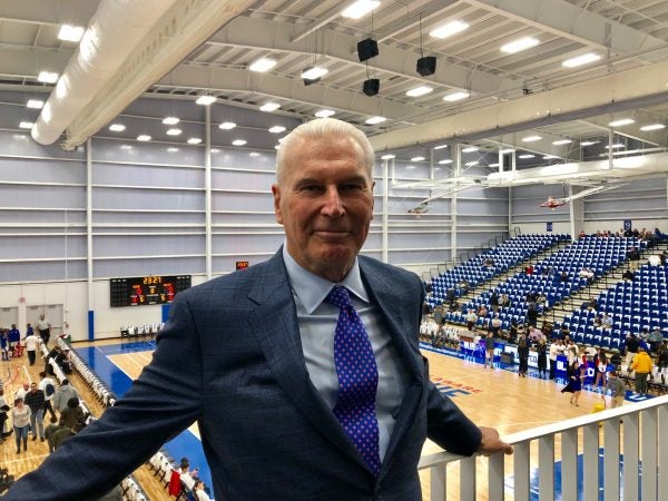 Mayor Mike Purzcyki thinks Wilmington residents will embrace the Blue Coats and the new arena. (Cris Barrish/WHYY)