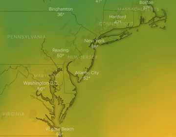 The GFS forecast model animation for next Tuesday, indicating warmer than normal temperatures in the New Jersey region. 