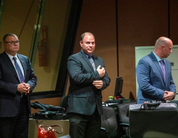 In this Oct. 30, 2018 file photo, from left, former Detective David March, Chicago Police Officer Thomas Gaffney and former officer Joseph Walsh appear at a pre-trial hearing in Chicago. The three Chicago police officers are accused of participating in a cover-up of the fatal shooting of Laquan McDonald (Zbigniew Bzdak/Chicago Tribune via AP)