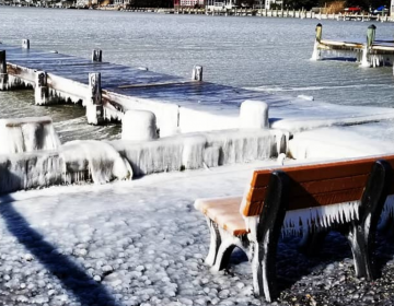 The partially frozen Barnegat Bay on Jan. 21, 2019. (Image courtesy of the Harvey Cedars Police Department)