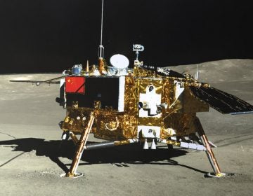The lunar lander of the Chang'e-4 probe is seen on Jan. 11. The seeds that scientists hoped would thrive within a biodome aboard have all died. (AP via China National Space Administration via Xinhua News Agency)