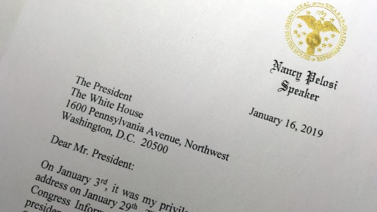 Speaker Nancy Pelosi has written President Trump to suggest his annual State of the Union message to Congress be delayed until the partial government shutdown ends. (Wayne Partlow/AP)