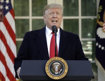 President Trump speaks in the Rose Garden of the White House on Friday, saying he will endorse a short-term spending deal to end the government shutdown. (Evan Vucci/AP)