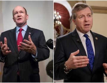 Left: Sen. Chris Coons (AP Photo/J. Scott Applewhite)
Right: Fmr. Rep. Charlie Dent (AP Photo/J. Scott Applewhite, File) 