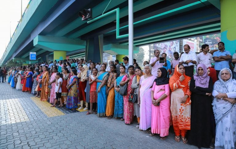 Millions of women joined hands along a highway in Kerala to form a 