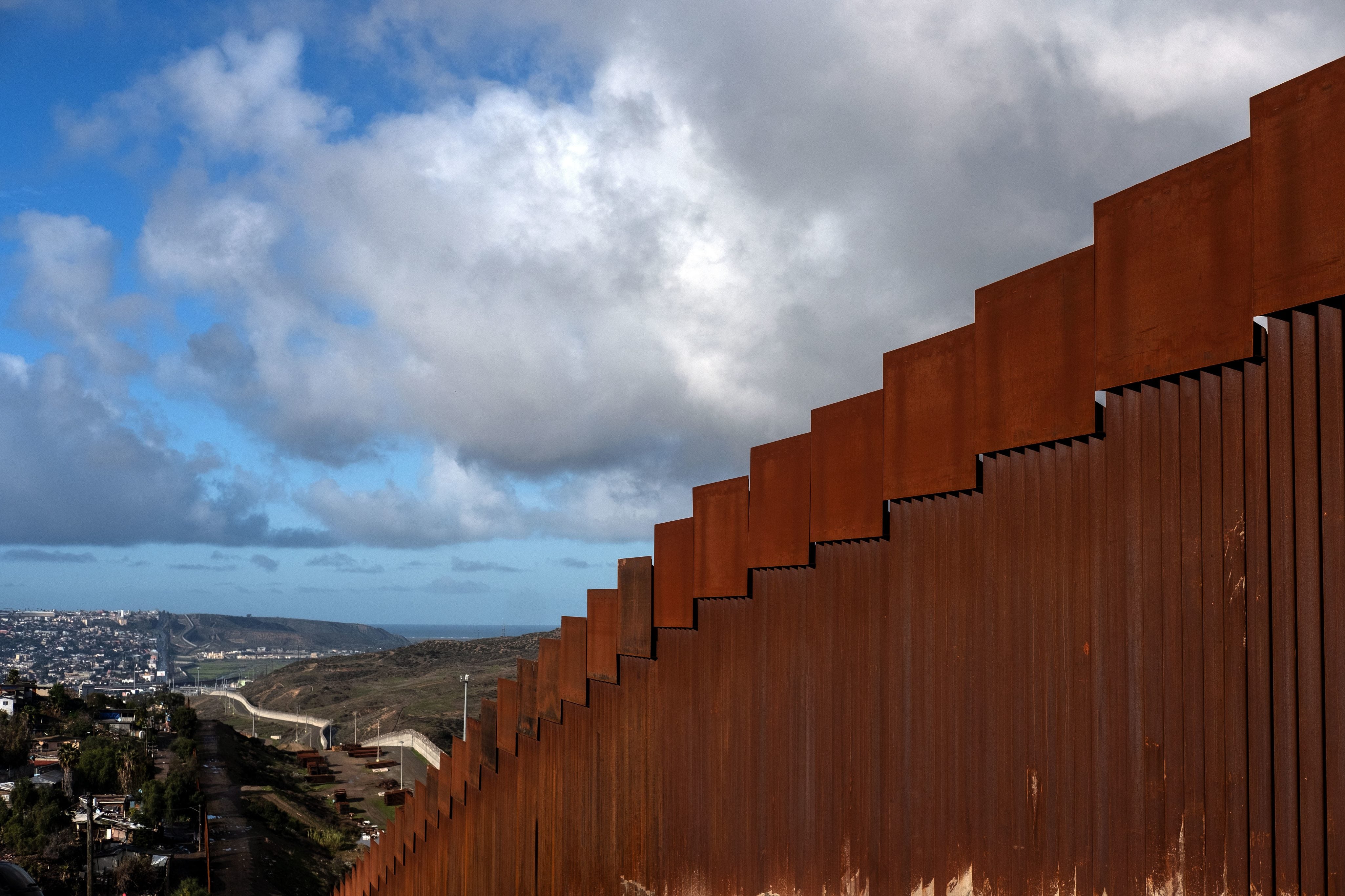A section of the reinforced U.S.-Mexico border fence as seen from Tijuana, Mexico, on Sunday.