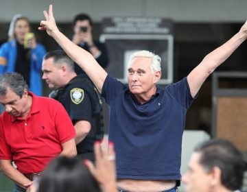 Roger Stone exits the federal courthouse Friday in Fort Lauderdale, Fla. (Joe Raedle/Getty Images)