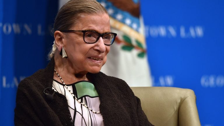 Supreme Court Justice Ruth Bader Ginsburg during a talk with Georgetown University law students in Washington.
(AFP Contributor/AFP/Getty Images)