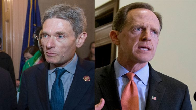 Left: Rep. Tom Malinowski, D-N.J., (AP Photo/Alex Brandon)
Right: Sen. Pat Toomey R-Pa. (Manuel Balce Ceneta/AP Photo, File) 